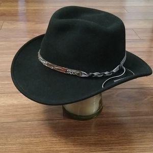 Wide Brimmed Fedora Felt Hat Western Cowboy Cowgir